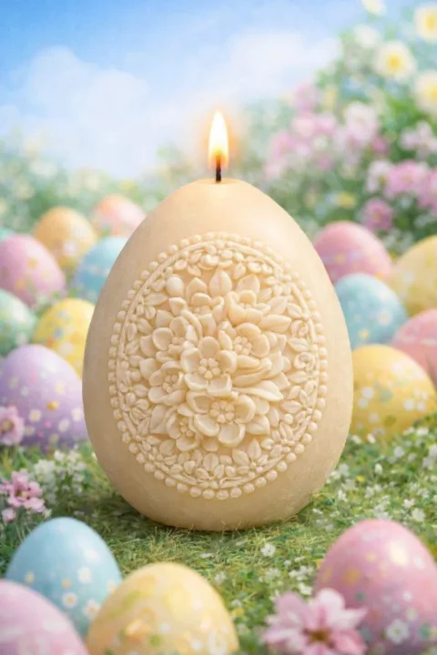 Easter Egg Candle with flowers frame