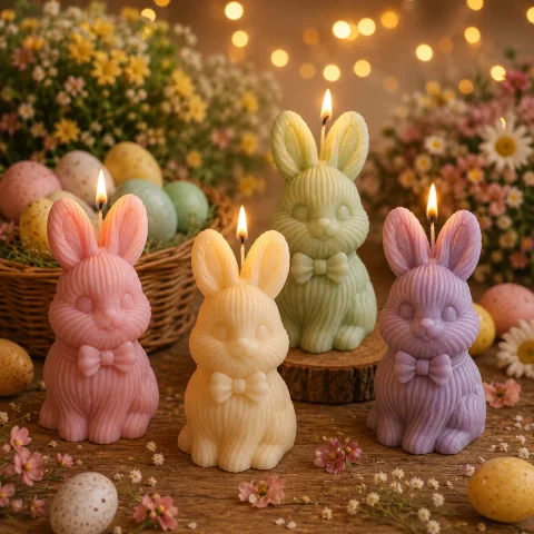 Striped Easter Rabbit with Bow